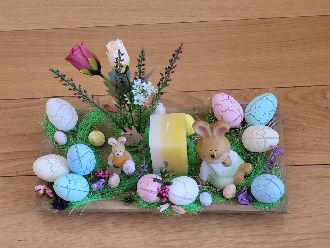 Easter Candle Centrepiece With Lights, Easter Table Decoration With