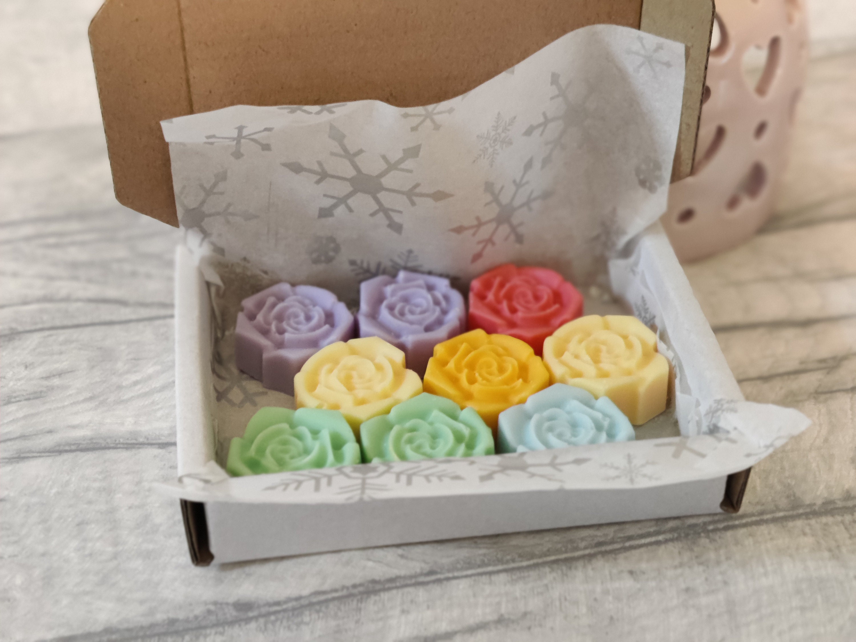 Set of 9 rose shaped scented wax melts in beautiful colours Etsy