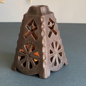 Vegvisir Viking Compass Ceramic Lantern: Scandinavian Yule Candle Holder