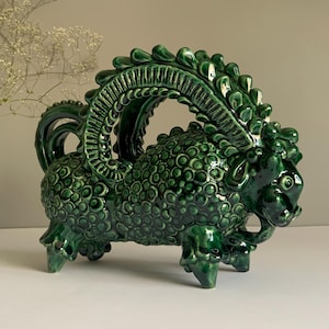Large green ceramic ram