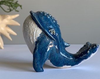 Ceramic figurine of a blue whale