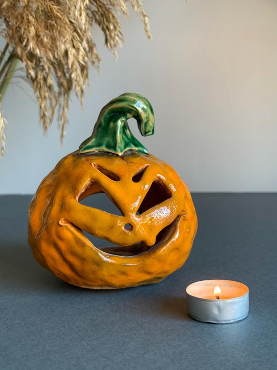 Großer Keramik Kürbis für Halloween