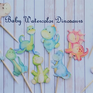 Baby Dinosaur Cupcake Toppers, Baby Shower, Birthday,