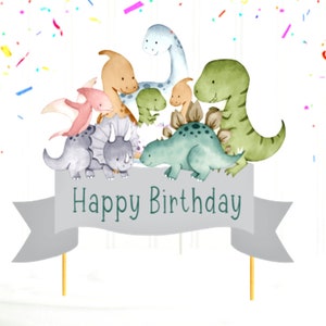 Dinosaur Cake Topper Boy Birthday Party, Baby Shower, 7.5 inches wide 4+ inches tall