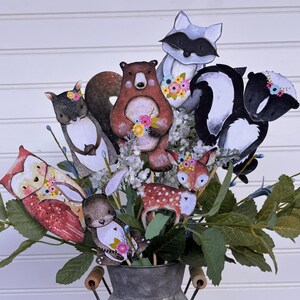 Eight Woodland Girl Animal Centerpieces, Cake Toppers, Baby Shower, Baby Nursery, Bear, Fox, Deer, Owl, Woodland Birthday Forest Friends