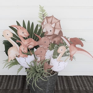 8 Dinosaur Baby Centerpieces Nursery, Baby Shower, Birthday Party Decoration, Cake Toppers 4 inches, or 6 inches  tall or wide