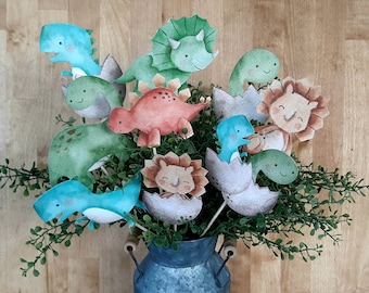 9 Dinosaur Baby Centerpieces Nursery, Baby Shower, Party Decoration, Cake Toppers 4 inches, or 6 inches  tall or wide