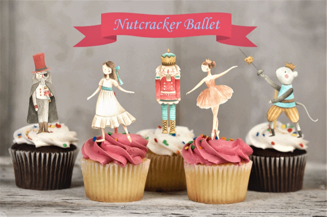 Sweet Nutcracker Cupcake Toppers Christmas Ballet Dance Etsy