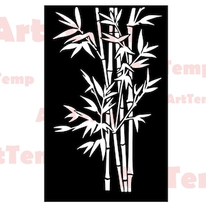 Painel de bambu svg, arquivo de corte de tela de privacidade de árvore, svg para cricut, dxf para laser cnc, plasma, modelo de corte de papel, clipart vetorial arte de parede de madeira