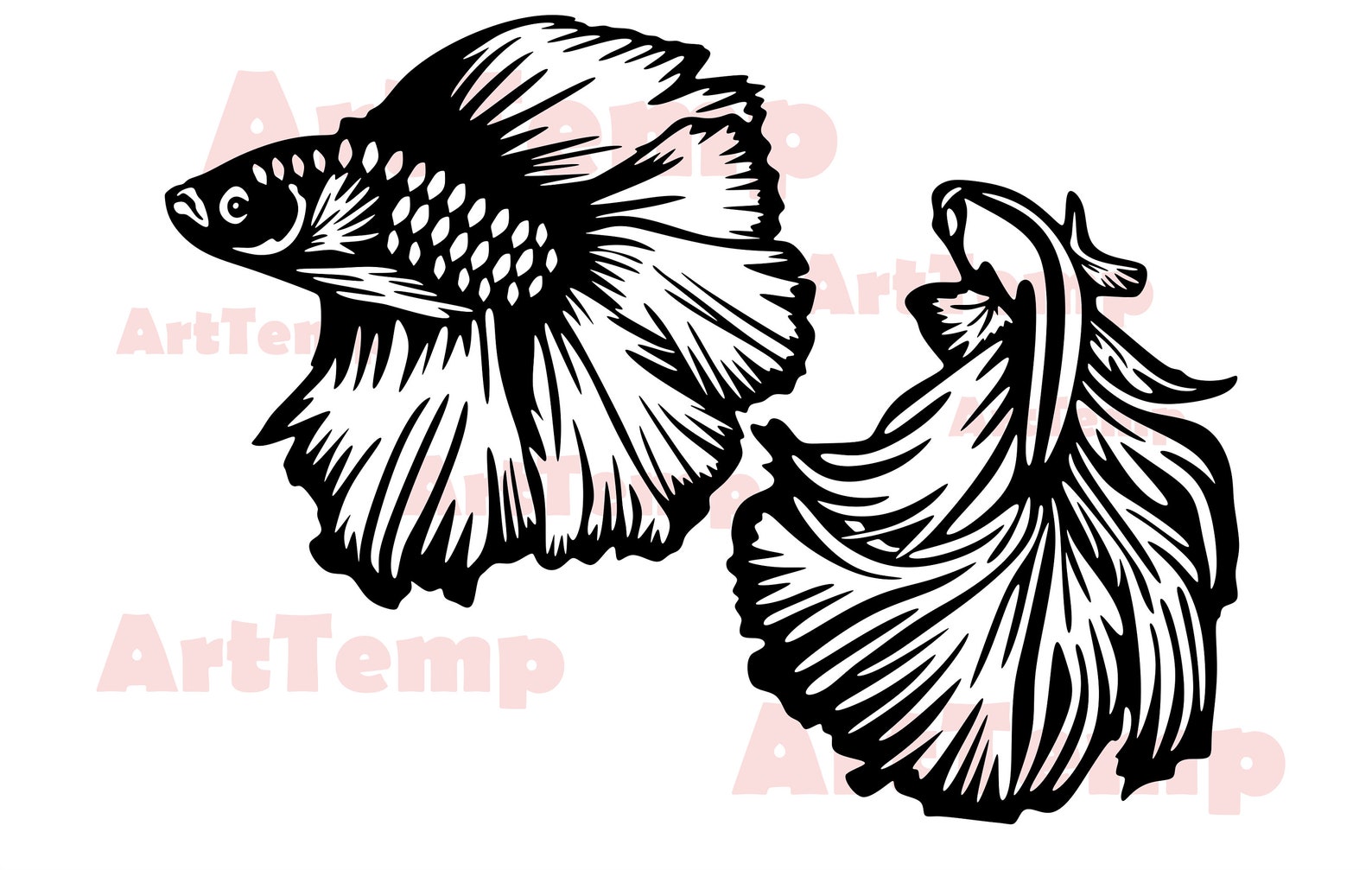 Betta Fish SVG, Fish DXF Cut File, Svg for Cricut, Dxf for Laser Cnc