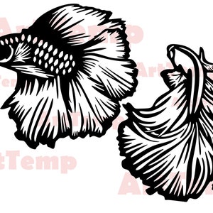 Betta fish SVG, file di taglio DXF di pesce, svg per cricut, dxf per cnc laser, plasma, modello di taglio della carta, fauna selvatica clipart vector wood wall art