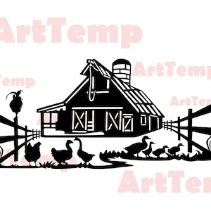 Farm stencil Dxf SVG, Silhouette farm cut file, dxf files for plasma, dxf for laser, svg for cricut, Laser dxf, Vector Animals, wall decor