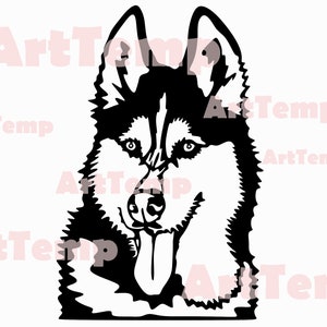 Husky DXF, Scena del cane File di taglio SVG, svg per cricut, DXF per laser CNC, plasma, modello di taglio di carta, fauna selvatica husky clipart vector wood wall art