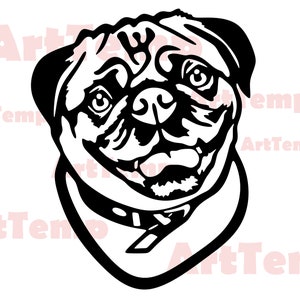 Mops SVG, plik do cięcia dxf dla psa, zwierzę svg dla cricut, dxf dla laserowego cnc, clipart mopsa, sylwetki dxf, pies wektorowy, projekt koszulki dla psa, pies png