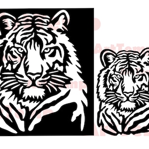 Tiger wildlife DXF, Animals SVG file di taglio, svg per cricut, dxf per cnc laser, plasma, modello di taglio della carta, fauna selvatica clipart vettoriale parete in legno arte