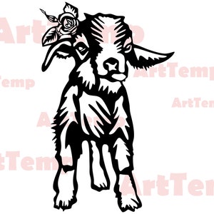 Baby Goat SVG, cute Animal DXF cut file, svg for cricut, dxf for laser cnc, Goat svg, Farm clipart vector wood wall art, vinyl farm life svg