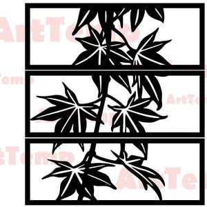 Panel with leaves dxf, leaves svg, dxf for laser cnc, plasma, papercut template, wall decor dxf, vector wood wall art, svg for cricut