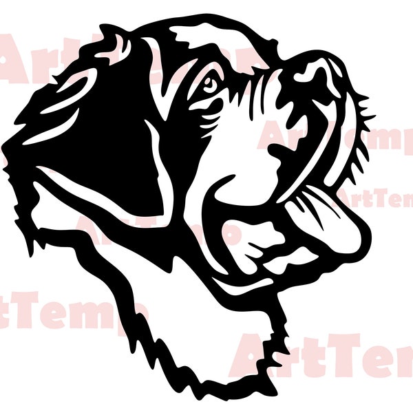 St Bernard SVG, Dog dxf cut file, pet svg for cricut, dxf for laser cnc, St Bernard clipart, Silhouettes dxf, vector dog, dog shirt design