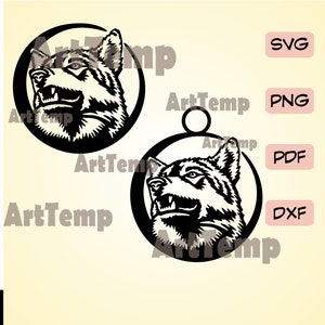 Wolf DXF, Animals cut file for laser, dxf for plasma, Wolves cnc file decor wall, svg for Cricut, Jewelry Design, papercut template