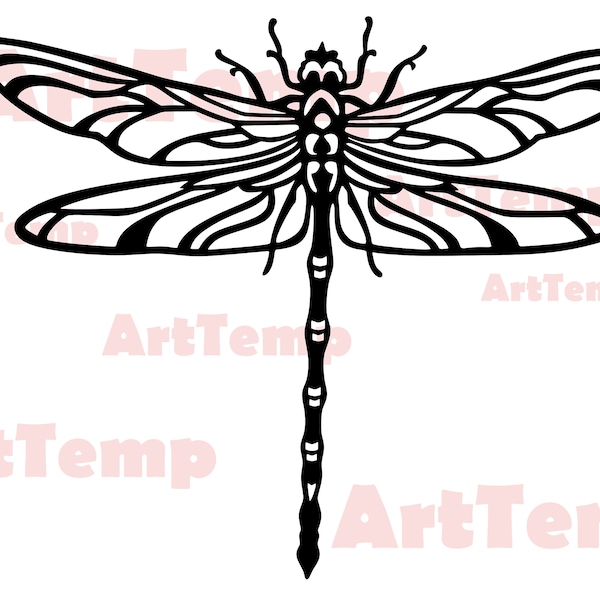 Dragonfly SVG Cut File, Dragonfly clipart, Dragonfly vector, Svg for cricut, Silhouettes dxf decal, stencil, dxf file for laser, shirt vinyl