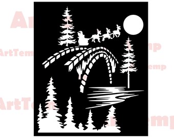 Christmas Santa Scene SVG DXF: Cricut, Silhouette, Plasma Cut File (Digital Download), dxf file for plasma, winter papercut laser vector