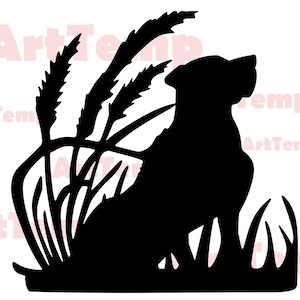 Cane da caccia DXF, dog scene SVG file di taglio, svg per cricut, dxf per cnc laser, plasma, modello di taglio carta, fauna selvatica clipart vettoriale parete in legno arte