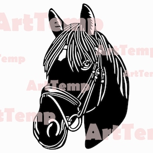 Pferd svg Kopf Vektor Grafik Portrait, svg für Cricut, dxf für Laser cnc, Pferd dxf, Bauernhof Clipart Vektor Holz Wandkunst, Vinyl Bauernhof Leben svg