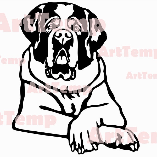 St Bernard SVG, Dog dxf cut file, pet svg for cricut, dxf for laser cnc, St Bernard clipart, Silhouettes dxf, vector dog, dog shirt design