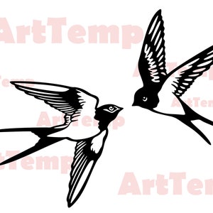 Swallow svg , Tree Stake DXF cut file laser, dxf for plasma,Bird on a Branch cnc wood wall decor, svg for Cricut,Silhouette dxf , bird svg