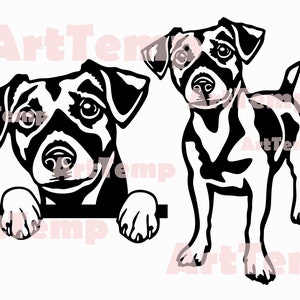 Jack Russell SVG, dxf chien, animal de compagnie svg pour cricut, dxf pour cnc laser, modèle papercut, silhouettes dxf, chien vecteur, clipart Jack Russell