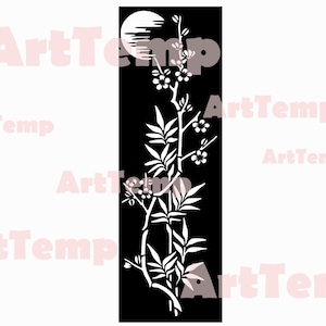 Flower panel DXF, vector Japanese design SVG, dxf for laser cnc, plasma, papercut template, clipart vector wood wall art, svg for cricut