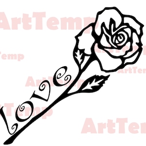 LOVE SVG, Rose svg, svg para cricut, plantilla papercut, clipart floral, monograma vectorial, Flower svg, rosa blanca, dxf para plasma