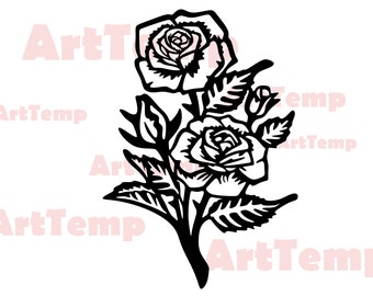 Roos SVG: bloemen gesneden bestand, Cricut & Glowforge (digitale download)