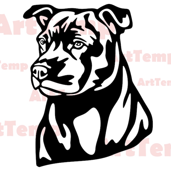 American Pit bull SVG, Dog dxf cut file, pet svg for cricut, dxf for laser cnc, Pit bull clipart, Silhouettes dxf, vector dog, black logo