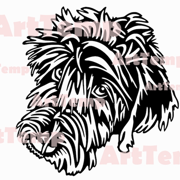 Wirehaired Pointing Griffon SVG, Dog dxf cut file, pet svg for cricut, dxf for laser cnc, template, clipart, Silhouettes dxf, vector dog