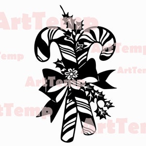 Candy Cane SVG, Christmas cut file, Candy Cane laser decor, svg cricut, cnc ornament, papercut template, Christmas vector clipart, Candy svg