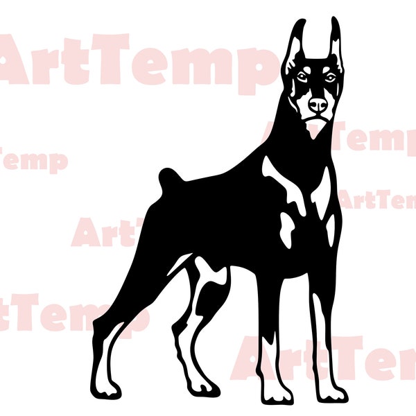 Doberman SVG, Dog dxf cut file, pet svg for cricut, dxf for laser cnc, Doberman Pinscher clipart, Silhouettes dxf, vector dog, shirt design