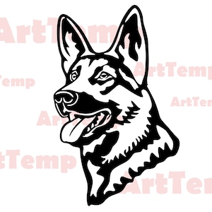 German Shepherd SVG, Dog dxf cut file, pet svg for cricut, dxf for laser cnc, papercut template, clipart, Silhouettes dxf, vector dog