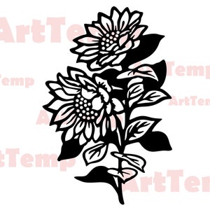 Sunflower svg for cricut, papercut template,floral clipart, vector monogram, Flower svg, dxf for plasm, sunflower dxf, Silhouettes dxf decal