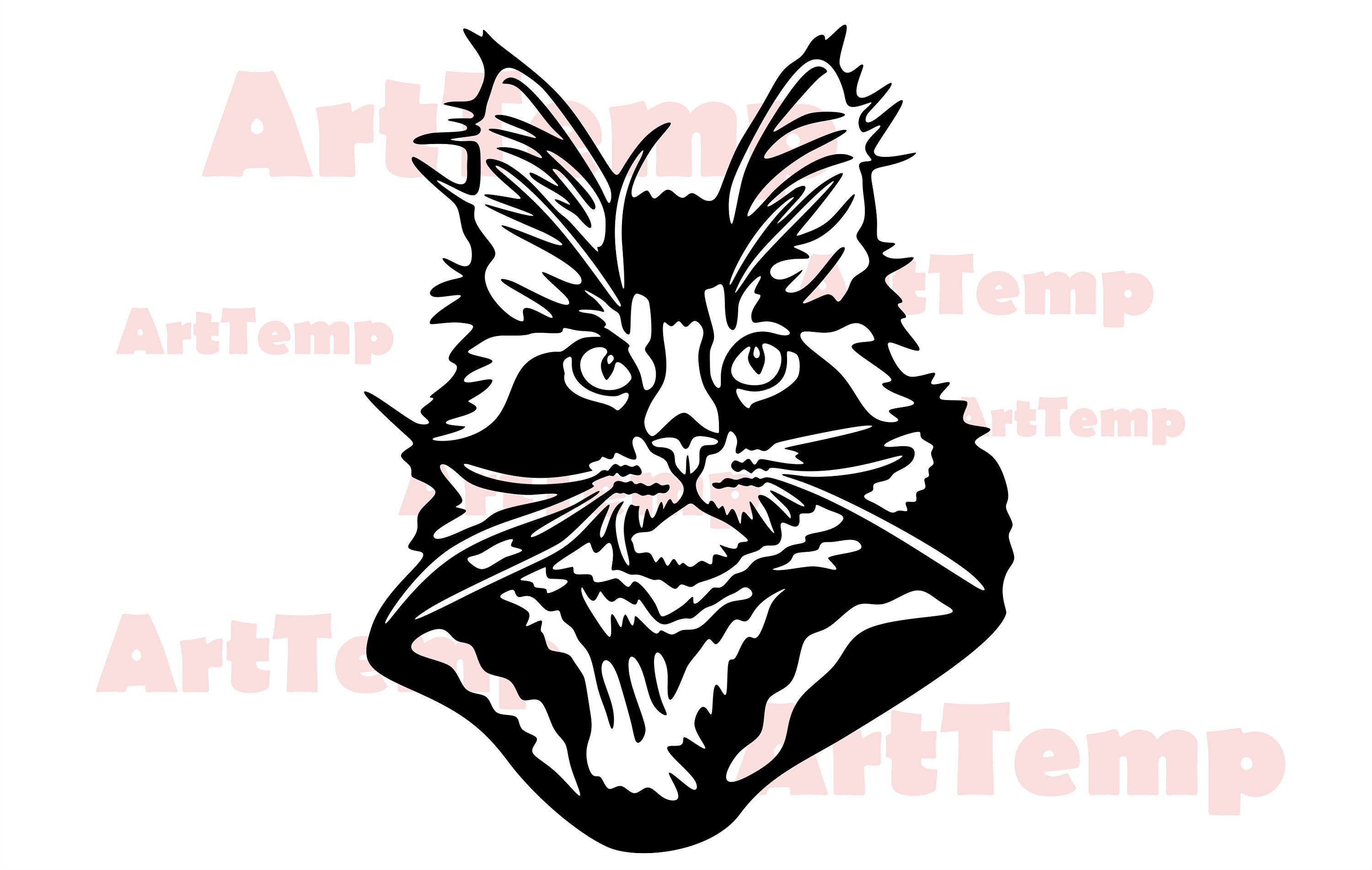 Portrait Of A Cat Dxf Maine Coon Svg Cat Clipart Cat Etsy Uk