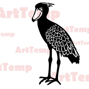 Cicogna svg, Shoebill SVG file di taglio, svg per cricut, dxf per cnc laser, plasma, modello di taglio carta, fauna selvatica clipart vettoriale parete in legno arte, Uccello