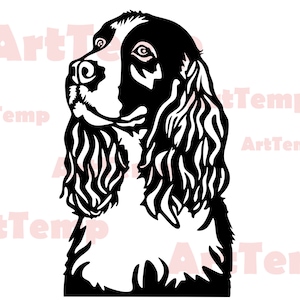Engels Springer Spaniel SVG, Hond dxf gesneden bestand, huisdier voor cricut, dxf voor laser cnc, sjabloon, clipart, Silhouetten dxf, vector hond, hond png.