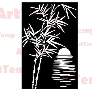 Bambus Panel SVG, Vektor Japanisches Design SVG, svg für Cricut, dxf für Laser CNC, Plasma, Papercut Template, Clipart Vektor Holz Wandkunst