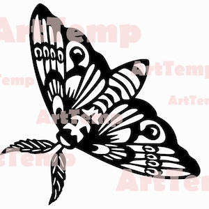 Moth SVG Cut File, Moth clipart, Butterfly vector, Svg for cricut, Silhouettes dxf decal, stencil, dxf file for laser, shirt vinyl, plasma