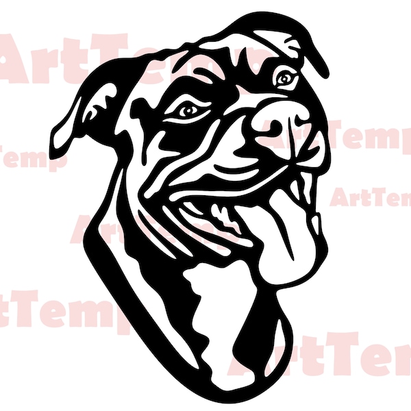 American Pit bull SVG, Dog dxf cut file, pet svg for cricut, dxf for laser cnc, Pit bull clipart, Silhouettes dxf, vector dog, black logo