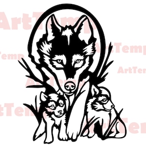 Wolf wildlife DXF, Animals SVG file, svg per cricut, dxf per cnc laser, wolf svg, modello di taglio carta, fauna selvatica clipart vettoriale parete in legno arte