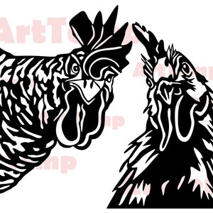 Poulet SVG, Rooster Silhouette dxf, Peeking SVG pour Cricut, Clipart de la vie à la ferme, fer à repasser, découpe laser, conception de chemise en vinyle, fichier dxf pour plasma