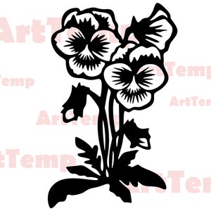 Pansies svg, svg for cricut, papercut template, floral clipart, Detailed patterns, Flower svg , plasm, Pansies dxf, Silhouettes dxf decal
