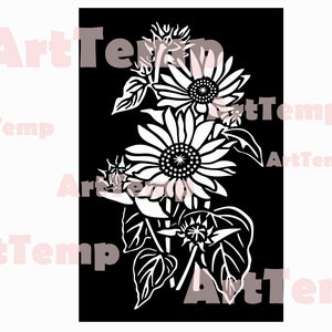 Svg tournesol pour cricut, modèle papercut, clipart floral, monogramme vectoriel, fleur svg, dxf pour plasm, dxf tournesol, sticker dxf silhouettes