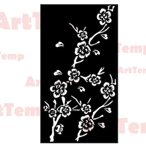 Sakura Panel SVG, Vektor japanisches Design SVG, SVG für Cricut, dxf für Laser CNC, Plasma, Papercut Vorlage, Clipart Vektor Holz Wandkunst